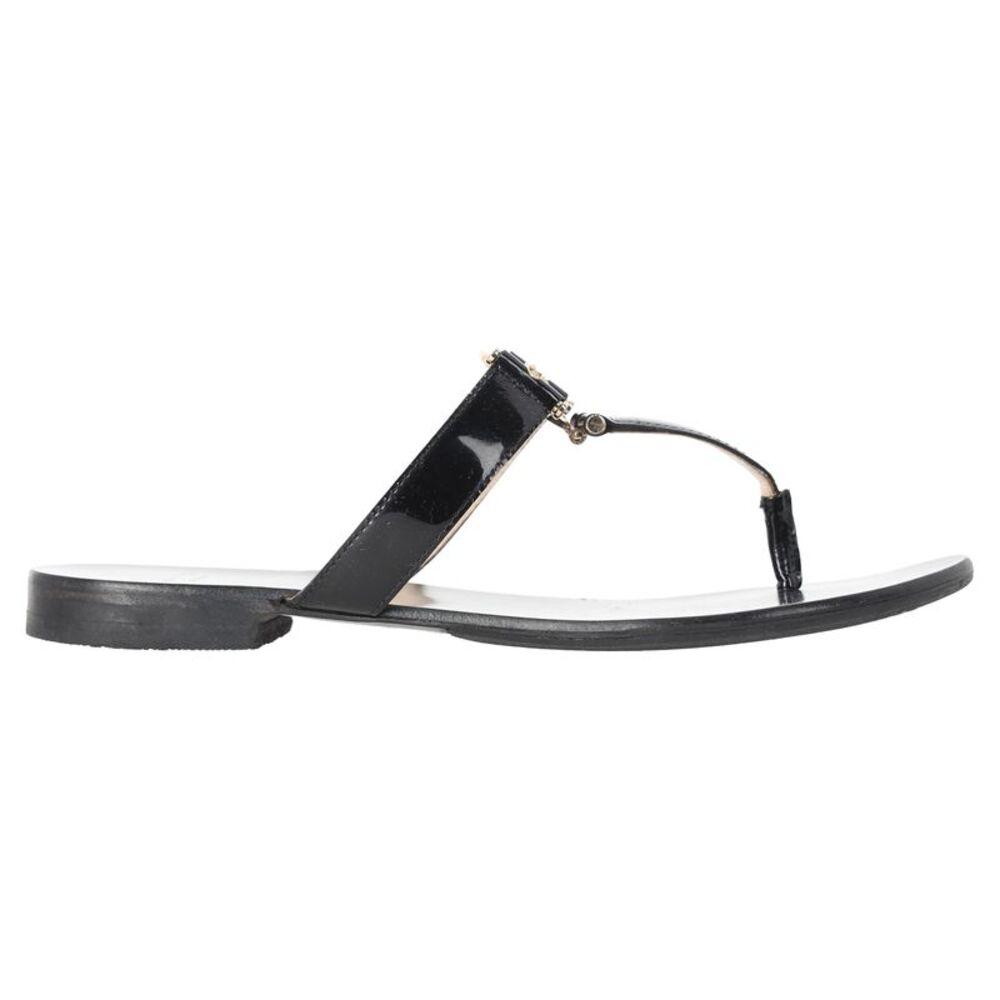 Versace Medusa Logo-Plaque Thong Slide Sandals in Black Leather